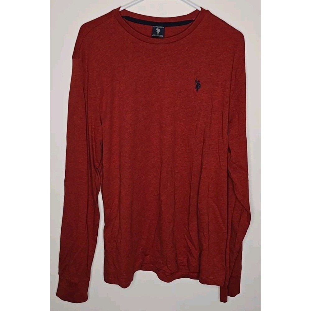 U.S. Polo Assn Mens M Stretch Soft Comfort Crewneck Red Orange Cotton Viscose